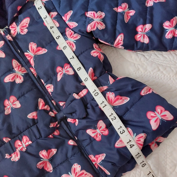 LITTLE ME BUTTERFLIES GIRLS PUFFER HOODIE JACKET - Picture 10 of 12
